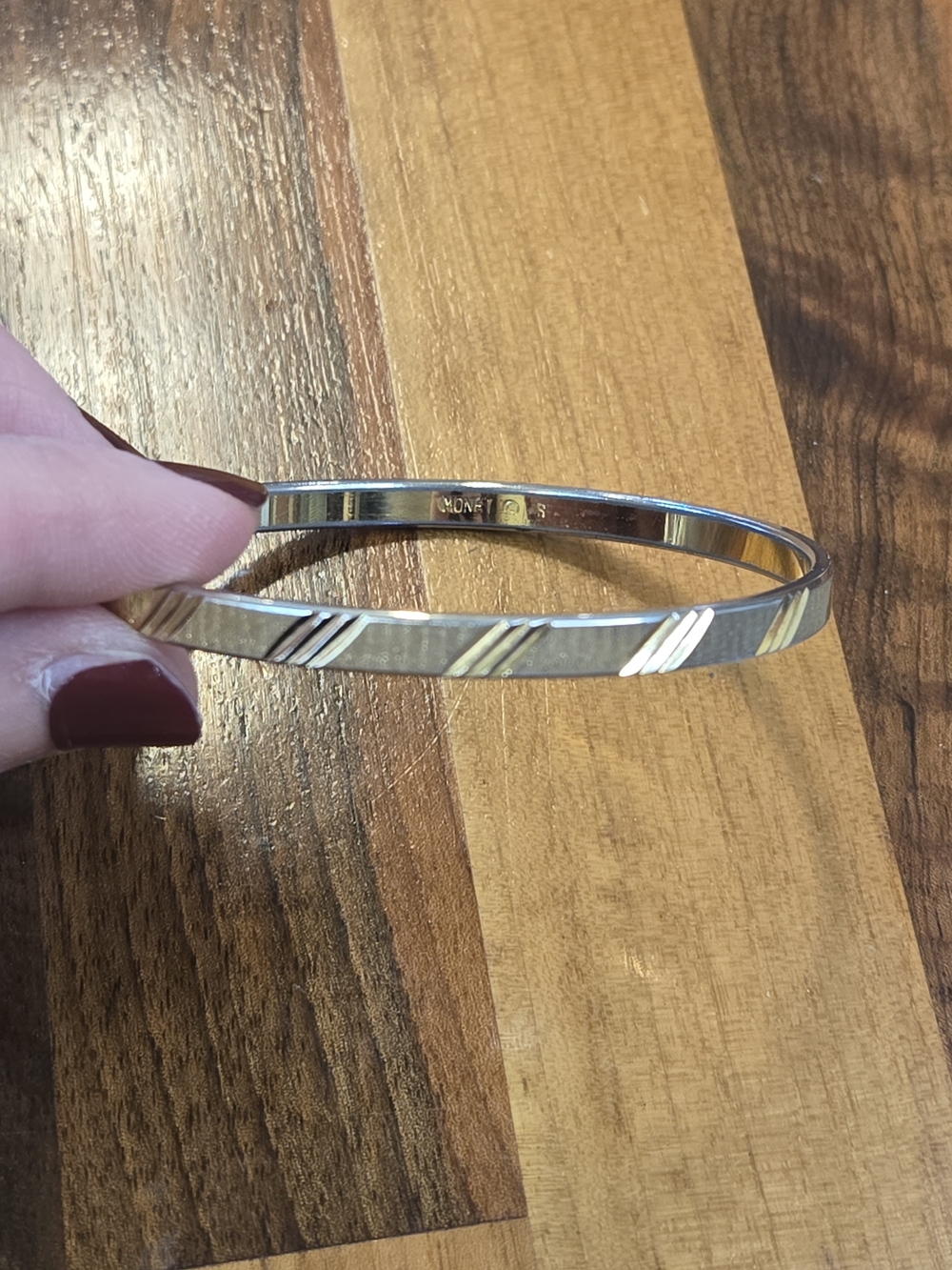 Monet Vintage Gold Etched Bangle Bracelet